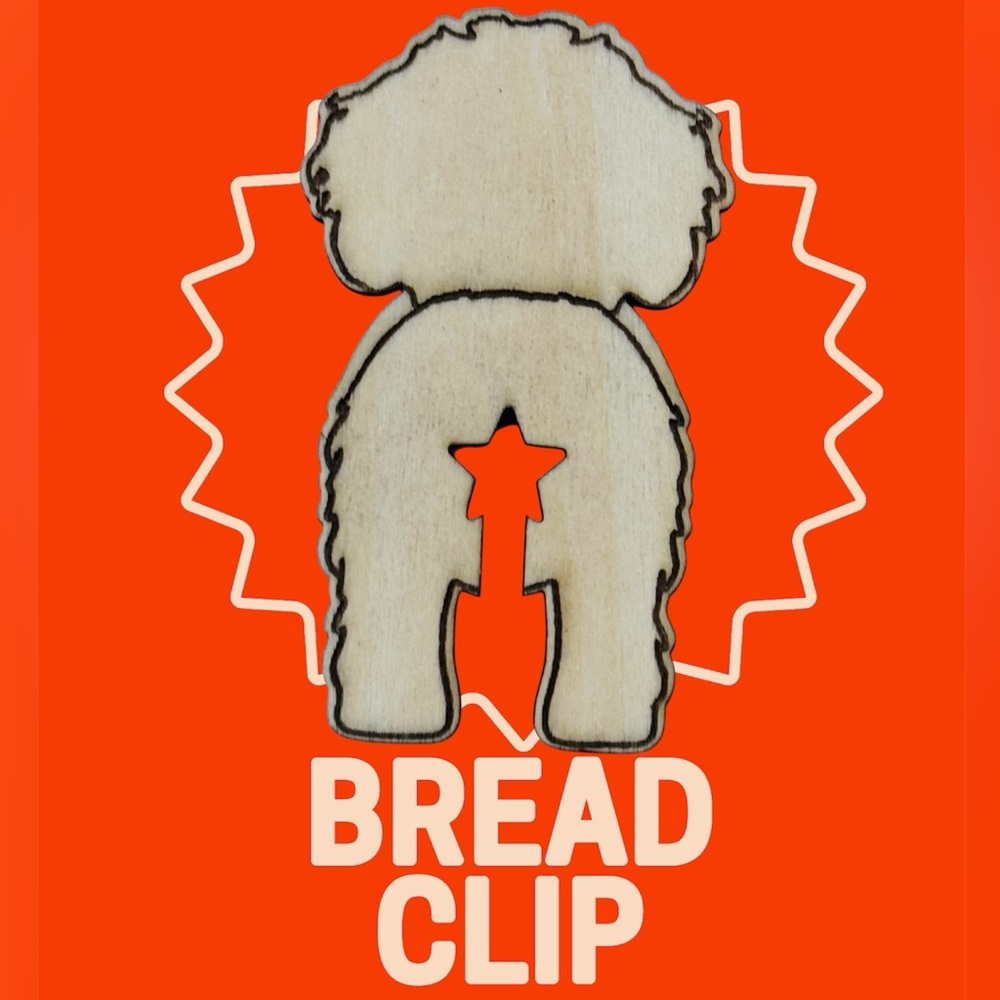 2/$10 Dog-Shaped Wooden Bread Clip / Bag Clip – Laser Cut – Kitchen Accessory